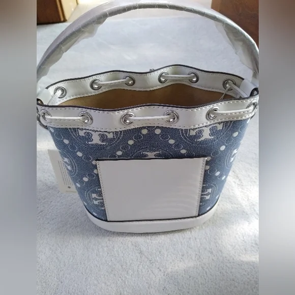 BRAND NEW Tory Burch T Monogram Denim Bucket Bag - Picture 2 of 8